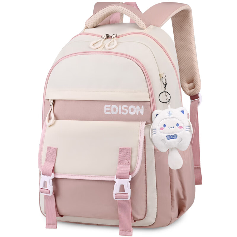 Edison invented schoolbags for junior high school students and high school students to reduce burden and protect spine for boys and girls with high appearance k013-3 pink