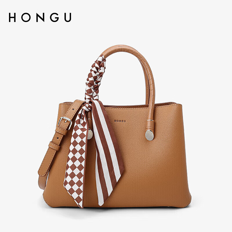Honggu Women's Bag Shoulder Bag Women's Handbag Cowhide Crossbody Bag Silk Scarf Matching Princess Diana Bag New Year's Birthday Gift