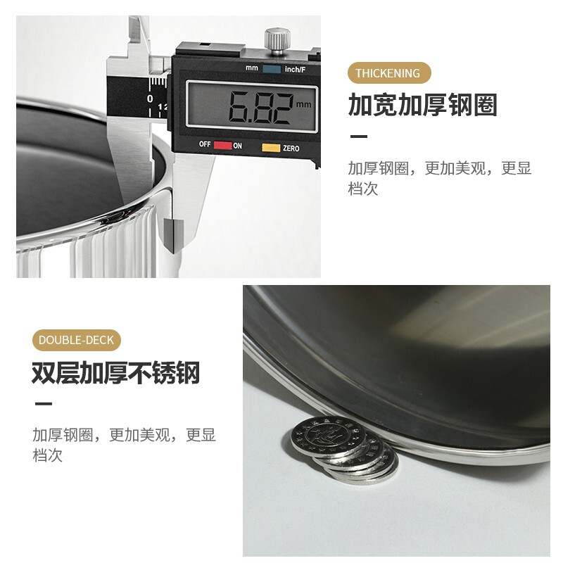 Kolding stainless steel trash can for home living room bedroom kitchen bathroom toilet hotel office large size without cover single layer -304 stainless steel-14L