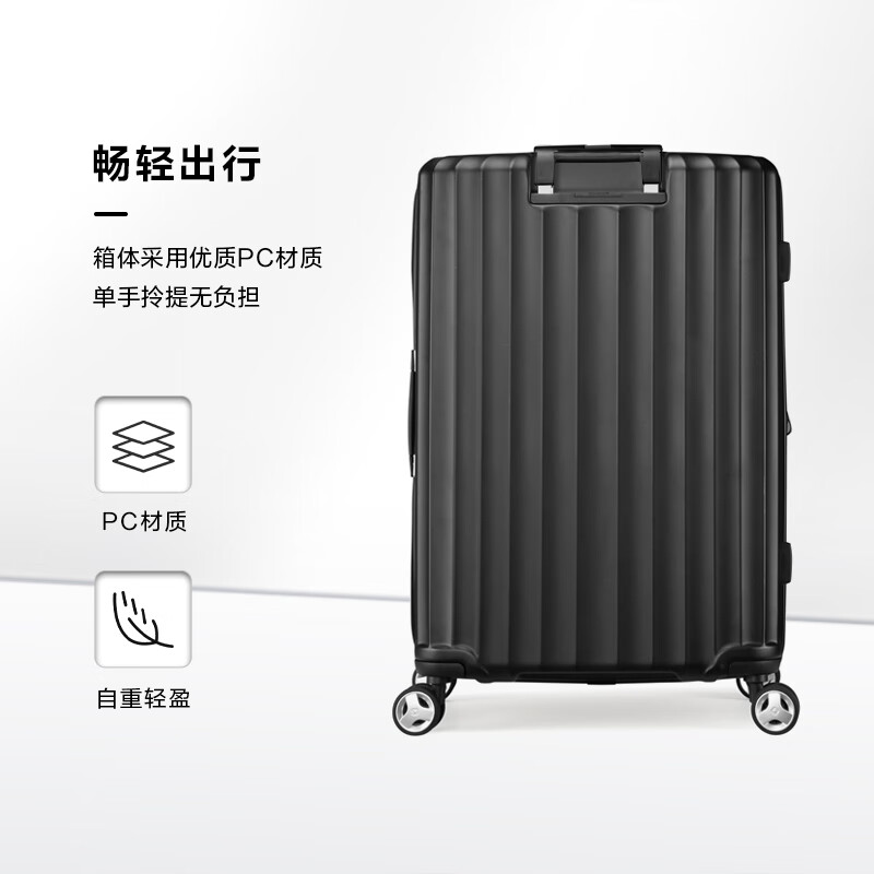 Samsonite Luggage 20-inch Trolley Case Fashionable Vertical Stripe Travel Bag Black GU9 Password Carry-on Case
