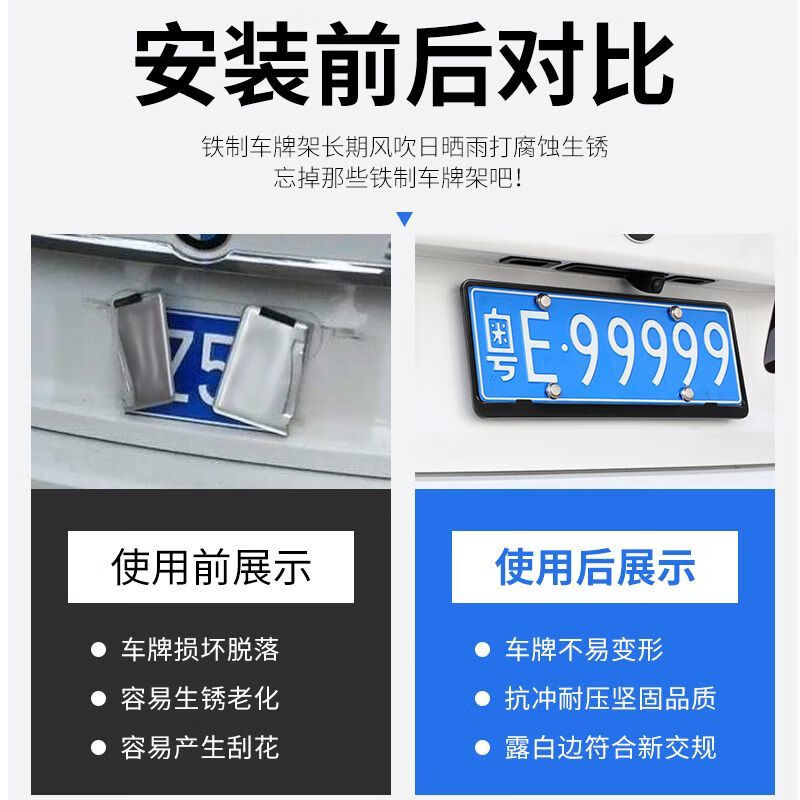 Chichiduo new traffic regulations license plate frame car license plate frame license plate protection frame number plate frame license plate bracket blue plate black