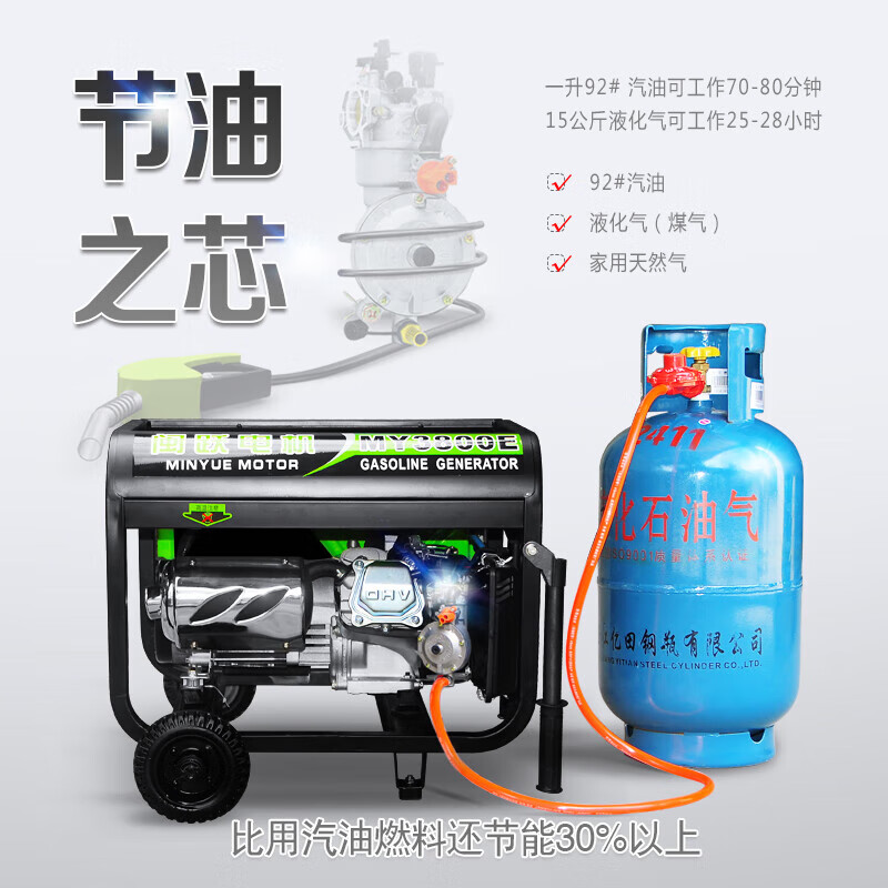 Lishi gasoline generator 220V household small single-phase 3KW/2/5/8/10 kilowatt three-phase electricity 380V outdoor stall 1500W manual gasoline 220V