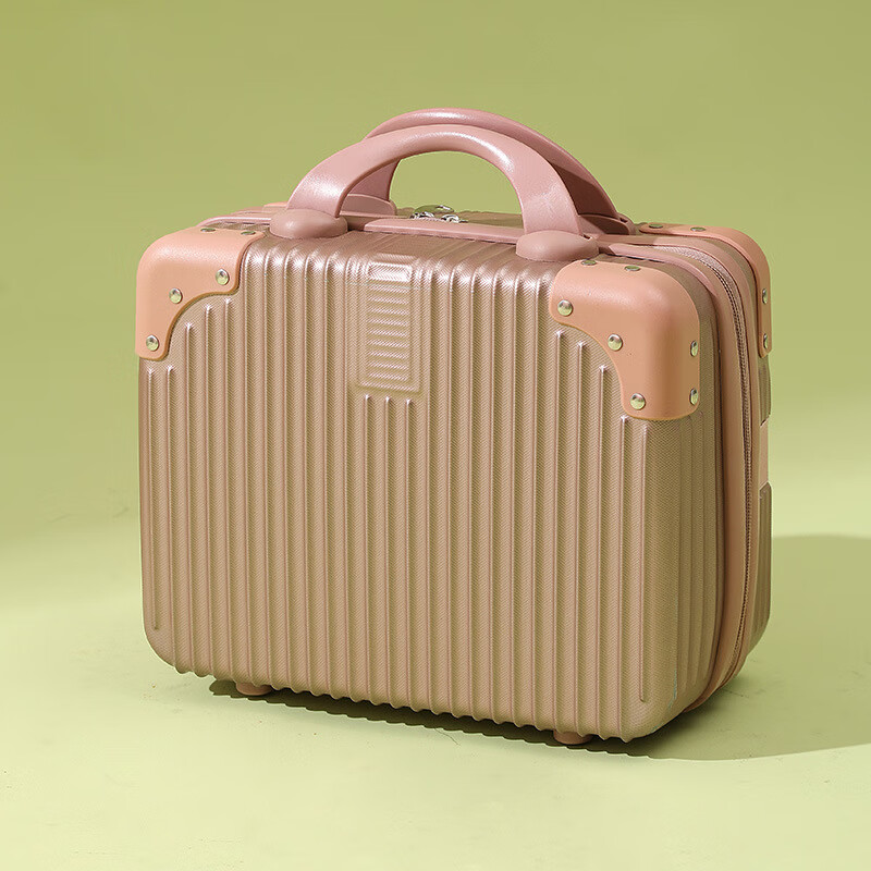 AODAISI retro portable cosmetic case 14 inches 16 inches suitcase female souvenir light suitcase boarding travel box yellow 14 inches can be hung on the trolley suitcase without password lock