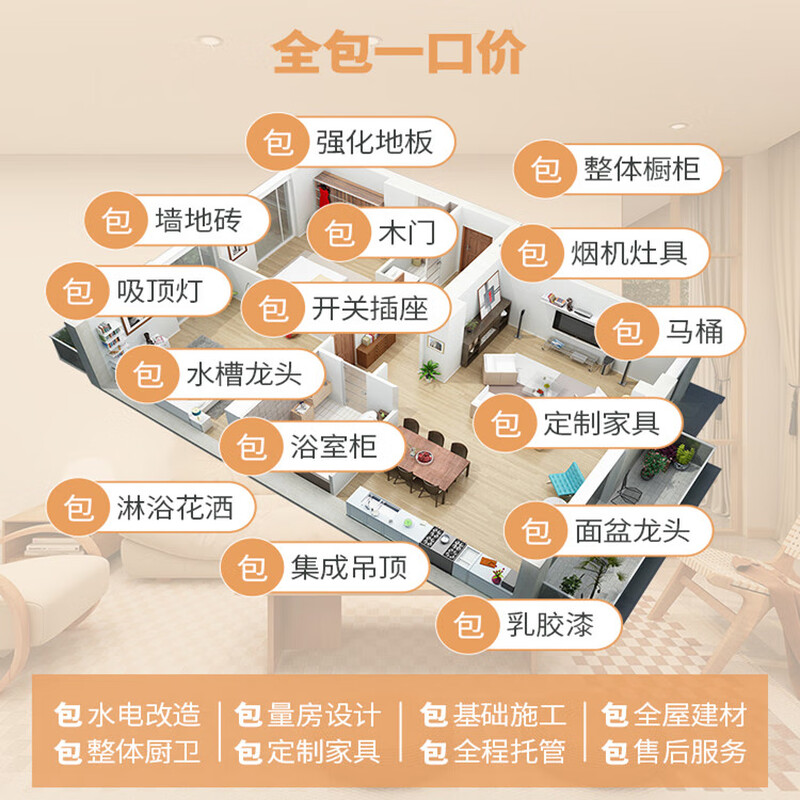 Love Space Love Space decoration all-inclusive home decoration one-stop service 60 square meters log style whole house environmentally friendly decoration