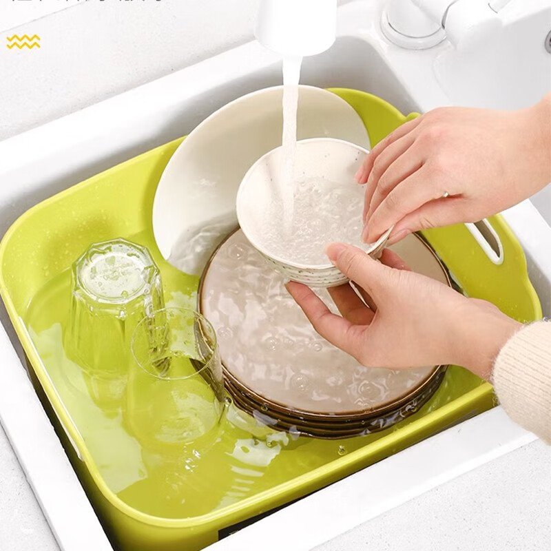 Home KATEI STORY Korean imported plastic sink fruit and vegetable basket kitchen mobile sink sink with handle drain basket green