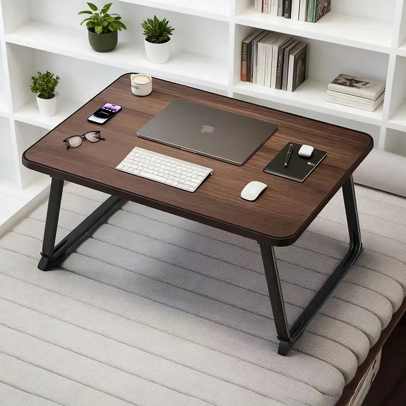 Jingcai bed computer table folding table dormitory bed table desk study table small table ZJ07 walnut color stable upgrade