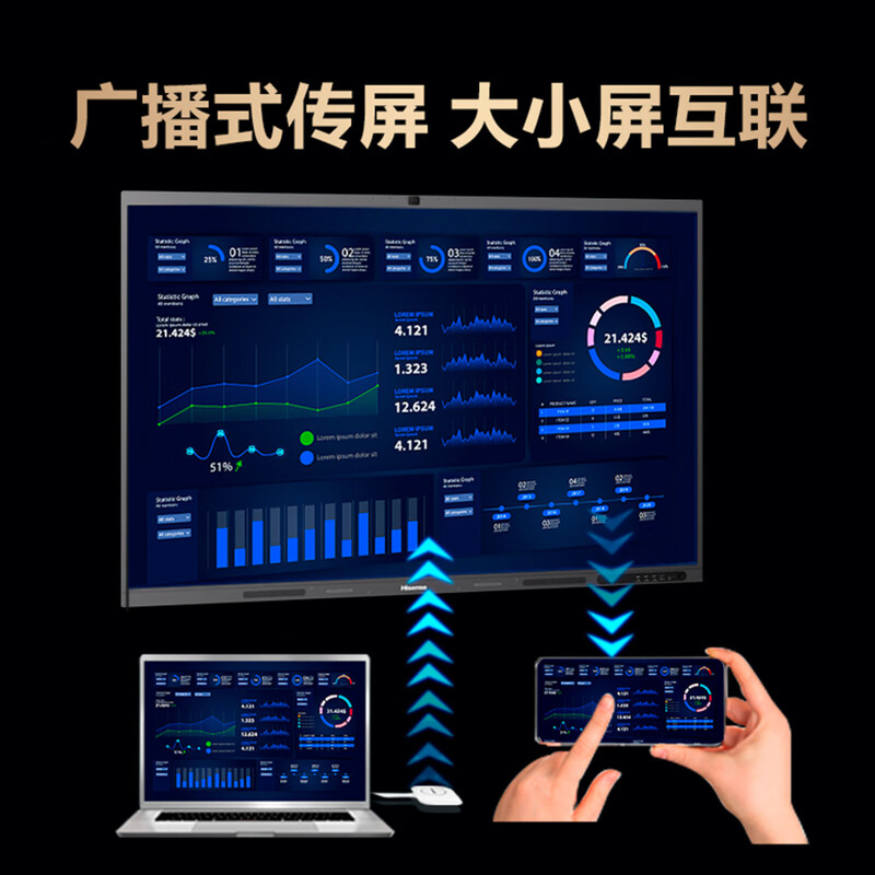 Hisense Jinghai series 98-inch AI conference tablet all-in-one touch screen electronic whiteboard AI meeting minutes drive-free 4K projection screen teaching office enterprise TV 98XW5F