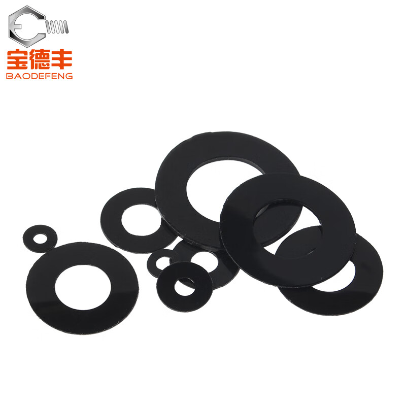 Baodifeng nylon round rubber washer black plastic screw washer ultra-thin soft plastic insulating flat washer M2M3-M12 enlarged M10x16x1 50 pieces