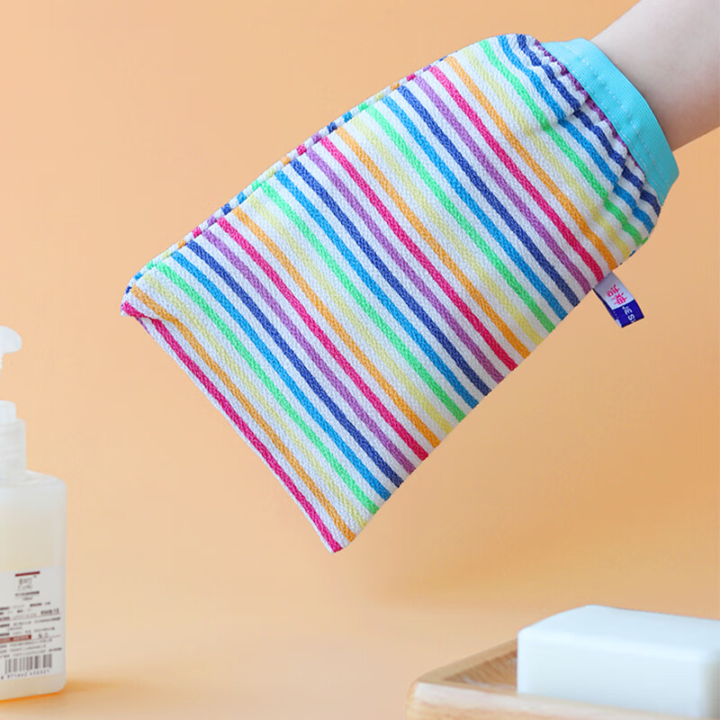 Jieshen Women's Powerful Bath Towel, Double-sided Back Rubbing Bath Towel, Back Rubbing Mud Gloves, Decontamination Bath Wipe, Color Strips