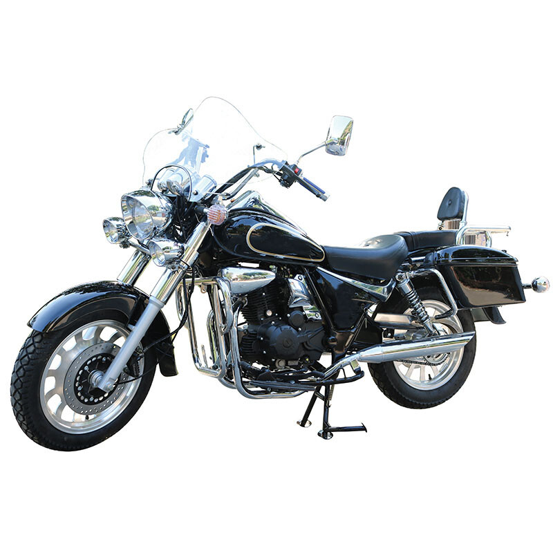 Storm Prince Motorcycle Prince Heavy Duty Motorcycle Can Be Licensed 200 Long Distance Rider Motorcycle Avenue Glider Retro Street Car Rebel Bright Black Brand New 200 Air Cooling + Disc Brakes + Side Bags + 15 Upgrades