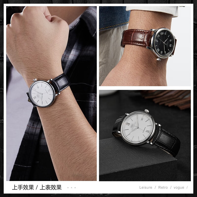 Istrap genuine leather strap for men and women crocodile pattern cowhide suitable for Tissot, Longines, Mido, Citizen, Casio dw, Seiko, Seagull, Fiyada, Armani watch with Leloc bracelet, brown thread, same color thread, rose gold pin buckle, and dial interface width 21mm