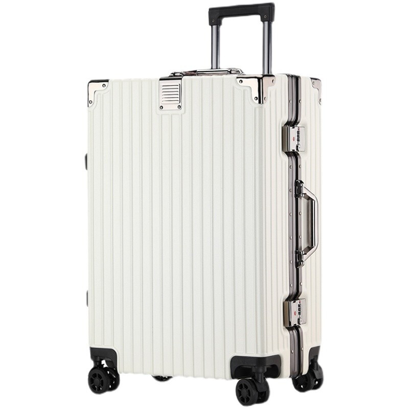 Yixuan Trolley Case Men's Aluminum Frame Suitcase Women's Aluminum Alloy Password Box Large Capacity Suitcase Strong and Durable Student Suitcase Black Thickened PC Case - Seat 24 Inches - Gold Size - Student Back-to-School Check-in Box