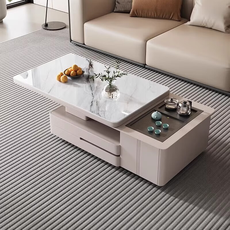 Deting living room coffee table with kettle integrated microcrystalline stone stretching dual-purpose Kung Fu tea table home coffee table TV cabinet 1.2 meters telescopic coffee table tea style fully equipped