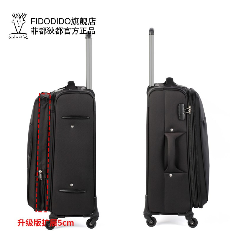 Feitu Didi Trolley Case Oxford Cloth Universal Wheel Suitcase 24-inch Check-in Case 20-inch Luggage Carry-on Case Black Upgraded Double Row Wheels Zipper 20 Inches