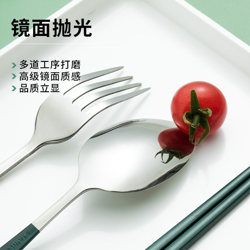 Portable tableware for picking up paintings, stainless steel fork spoon + alloy chopstick set, adult student travel box set of four