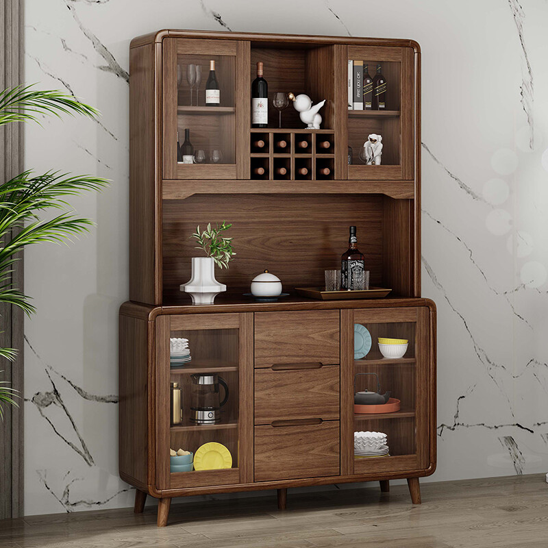 GULEJAR new Chinese style sideboard wine cabinet sideboard preparation cabinet multifunctional living room tea kitchen cupboard wall large capacity storage cabinet solid wood panel length 106 width 40 height 200CM