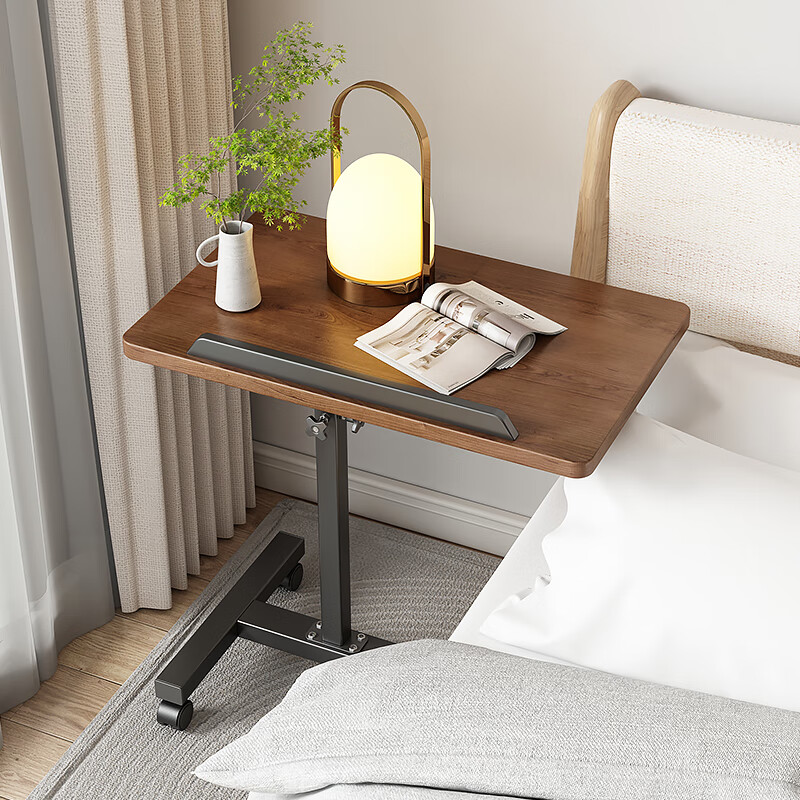 Jungle movable bed computer table bedroom lifting study desk bedside table notebook table walnut black frame