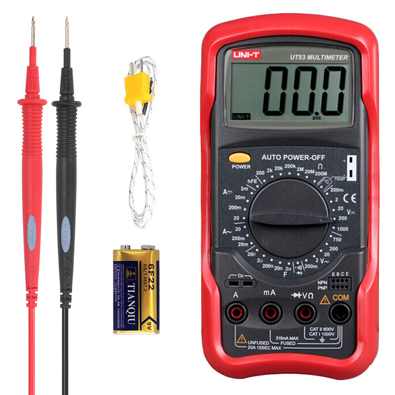 Uni-T UT53 digital multimeter multimeter temperature measurement AC and DC voltage resistance digital display electrician multimeter household