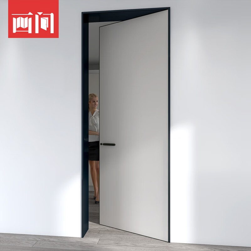 Minimalist narrow-sided aluminum wooden door in the painting room, bedroom door set door, modern simple bedroom door, invisible door, narrow-sided soundproof room door, 33-line outer flat and inner opening aluminum wooden door