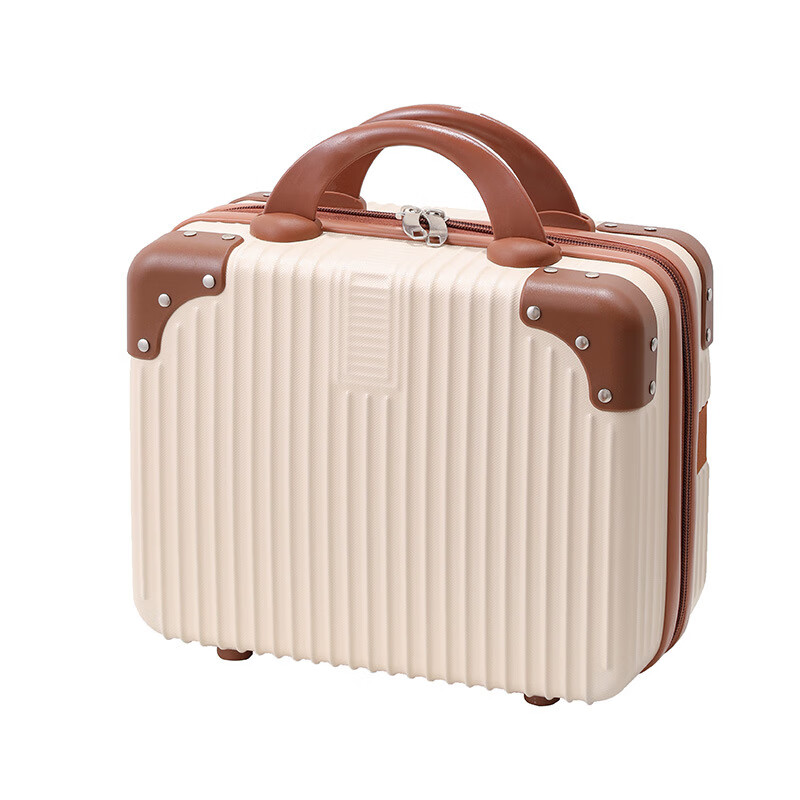 AODAISI retro portable cosmetic case 14 inches 16 inches suitcase female souvenir light suitcase boarding travel box yellow 14 inches can be hung on the trolley suitcase without password lock