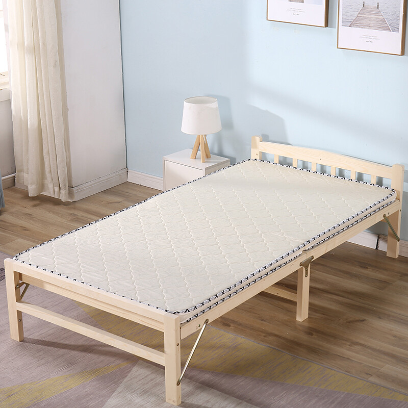 Pengyou Furniture Folding Bed Single Bed Solid Wood Bed Lunch Break Bed Office Rest Bed Camp Bed 1.0 Meters Wide PY-ZD10