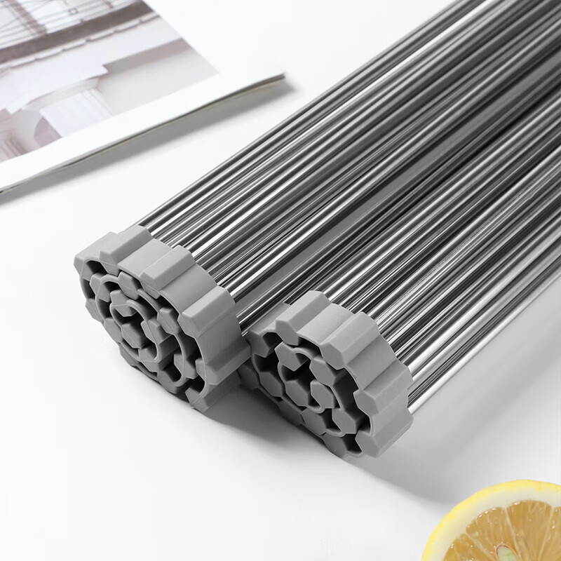Baijie Kitchen Sink Drain Rack Pool Tableware Water Control Rack Silicone Foldable Storage Roller Curtain 18 Tubes