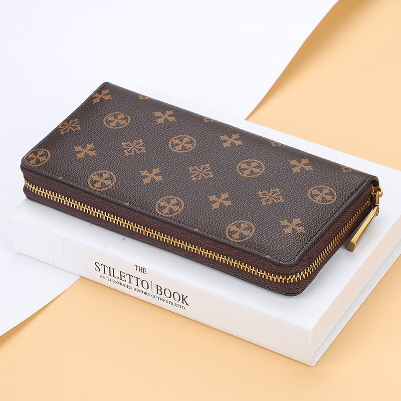 Kuqi Kangaroo Women's Wallet 2025 New High-end Long Wallet Multifunctional Zipper Large Capacity Hand Card Holder All-in-One Bag N5566 Brown