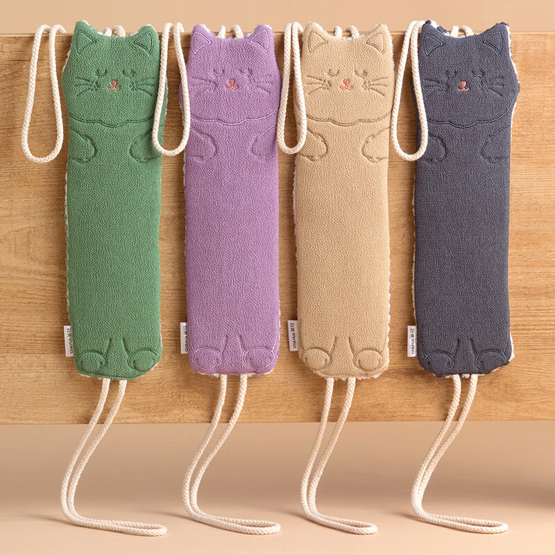 Camellia double-sided bath towel anti-slip bathroom bath towel gray cute bathroom non-slip bath towel Camellia striped finger cot dual-use bath towel-blue