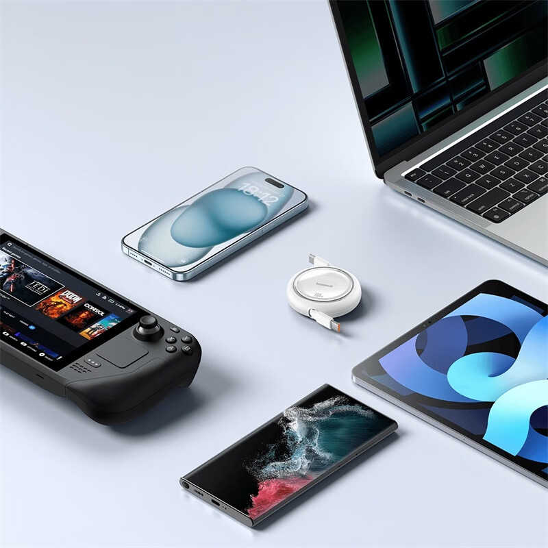 Baseus double-ended Type-C data cable PD100W retractable charging cable ctoc car fast charging suitable for Apple 15/16/17 mobile phones Huawei Mate70 notebook 1 meter