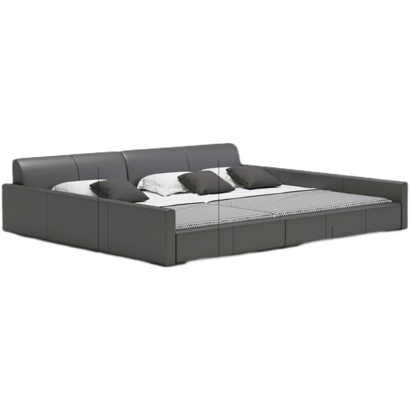 Qumandi triple bed large bed tatami second child family parent-child bed master bedroom modern simple 3 people 4 people spliced large bed 3 meters 1.8+1.8 meters bed + coconut palm spine mattress other x frame structure