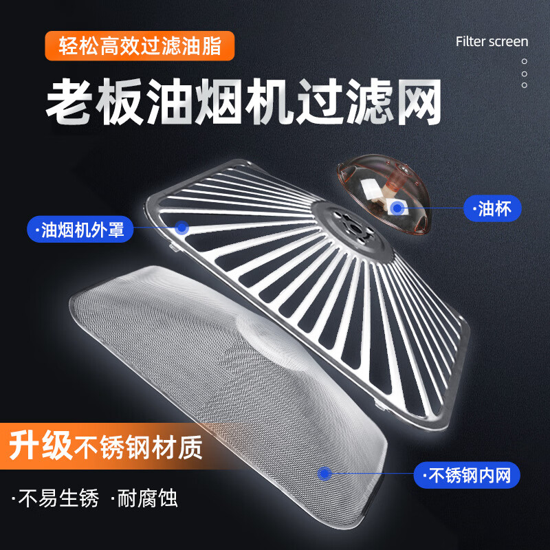 Suitable for boss range hood filter oil mesh 8005/8320/8010/8305/8307 accessories oil cup C style inner mesh disposable pure aluminum mesh rusty replacement