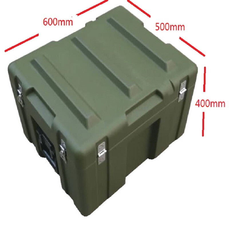 Dingrui new rotomolding box 600*500*400MM plastic tool box large instrument equipment box energy box book storage box military green