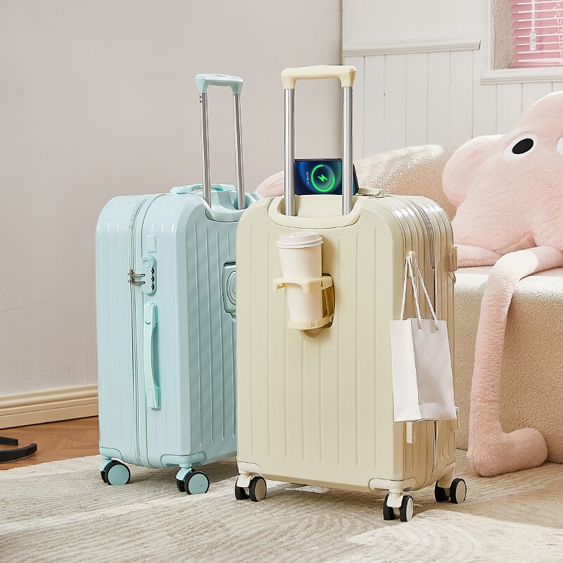 Kangaroo (KANGAROO) multifunctional suitcase for men and women, good-looking, strong and durable, student travel universal wheel trolley case, password lock suitcase, milky white, multifunctional, thickened and anti-fall, 20-inch boarding case