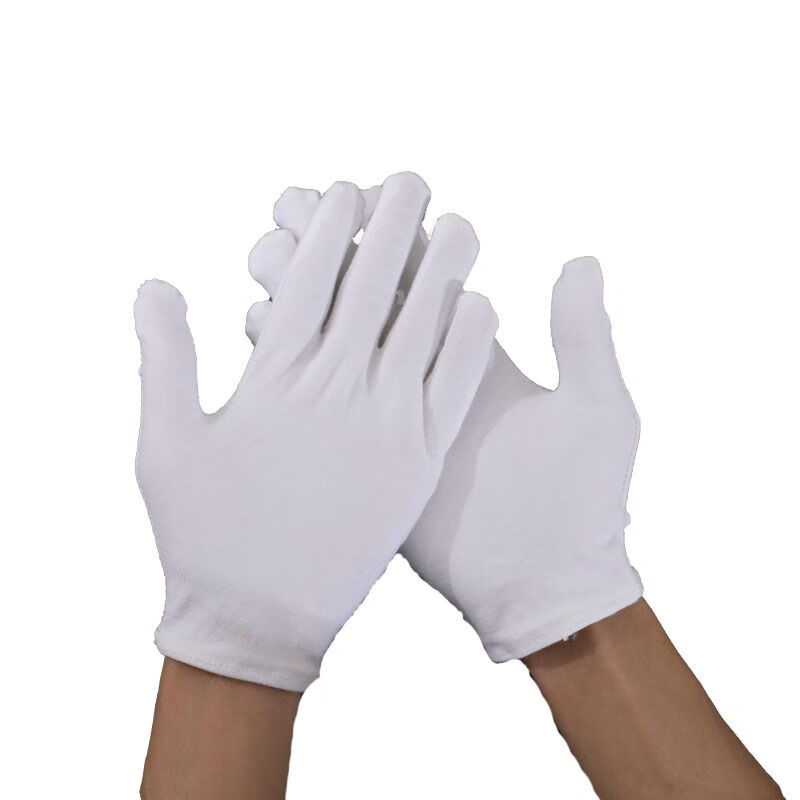Gloves disposable cloth thin fabric woven ultra-thin white cotton labor protection industrial wear-resistant work stationery cotton gloves thin (12 pairs/pack) one size