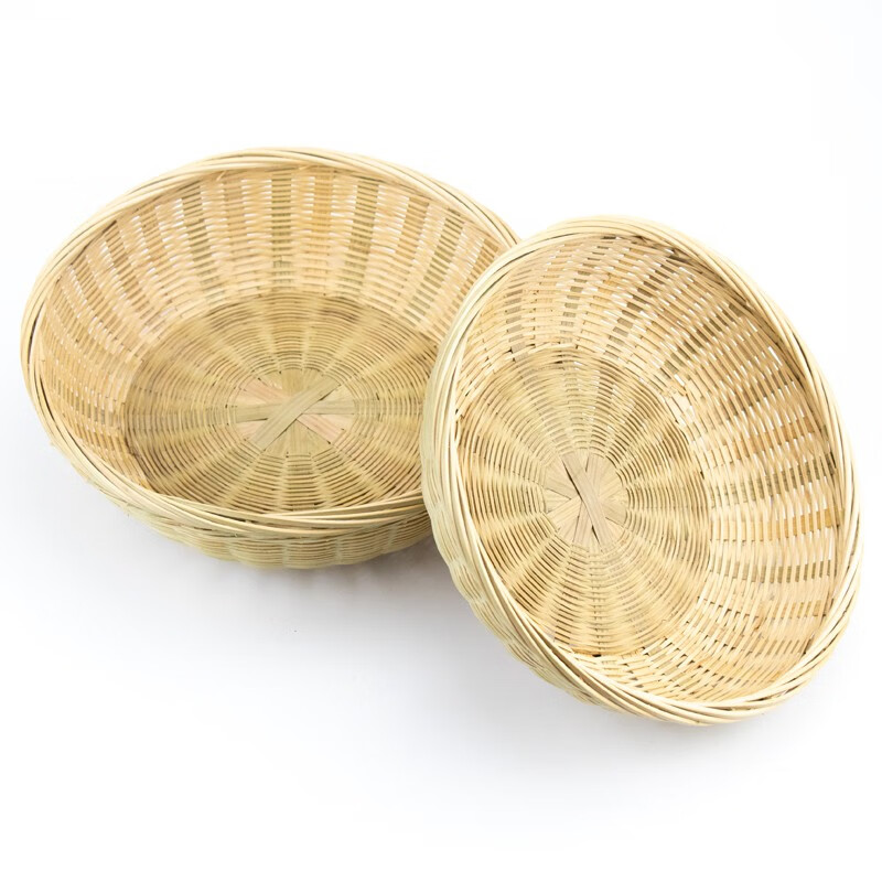 Hasdick handmade bamboo woven basket bamboo basket kitchen drain storage basket round dustpan steamed bun basket bamboo basket diameter 40cm