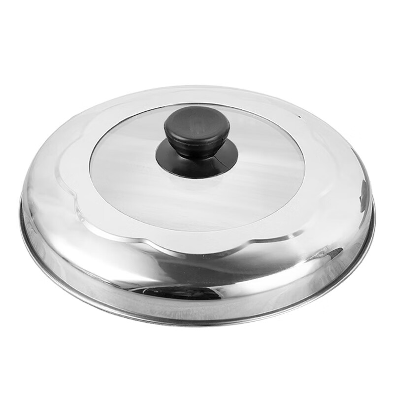 Enshousu single-selling pot lid, universal household stainless steel glass combination lid, round lid, universal soup pot steamer lid, 24.5cm pot lid, black beads, free screws