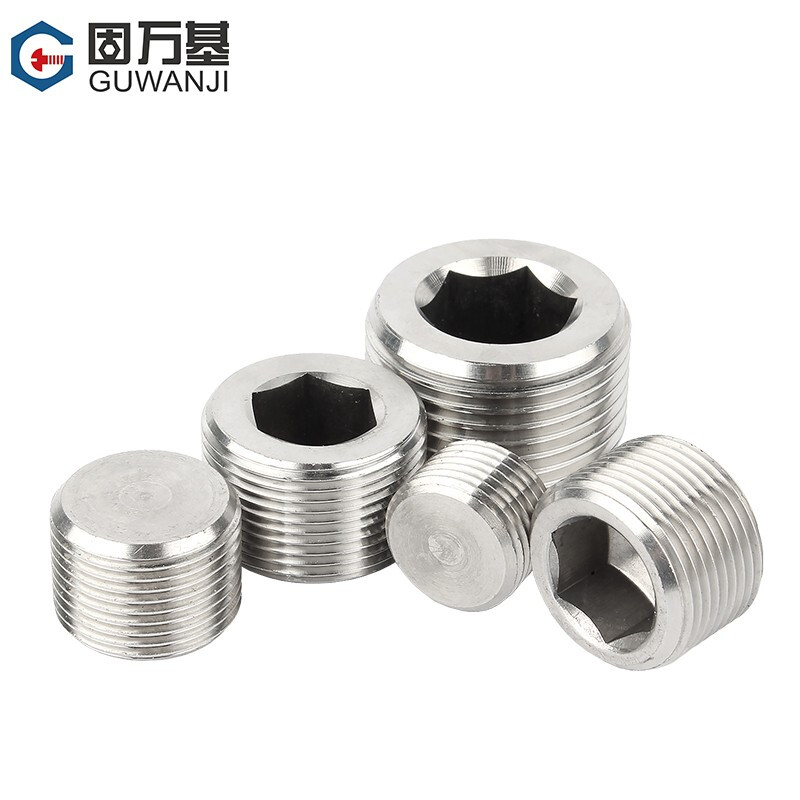Guwanji 304 stainless steel hexagonal plug outer wire NPT pipe oil plug RC bulk head screw plug G1 inch 2 points 3 points 4 points 6 points PT1/2 (4 points) 1 piece