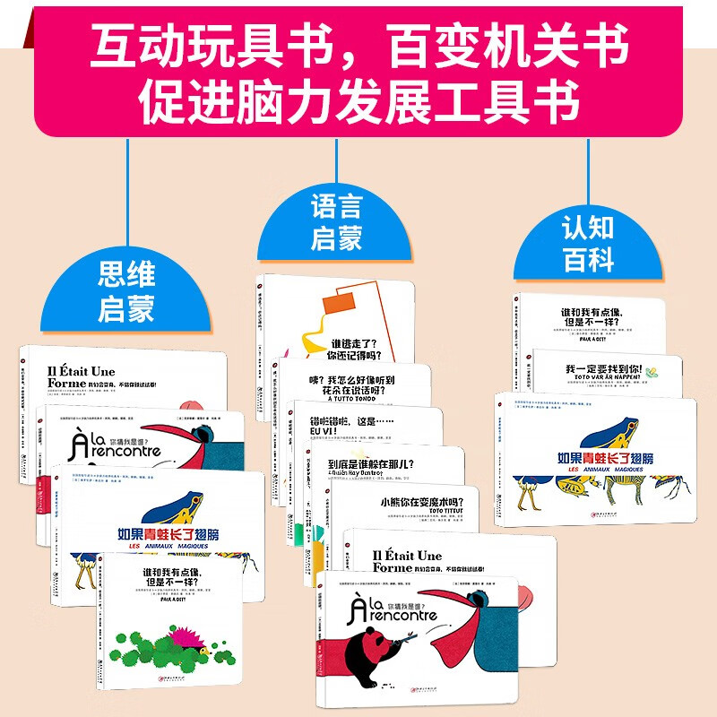 French Brain Box machine picture book (10 volumes in gift box) 0-6 years old children's language and thinking potential training infant early education toy book