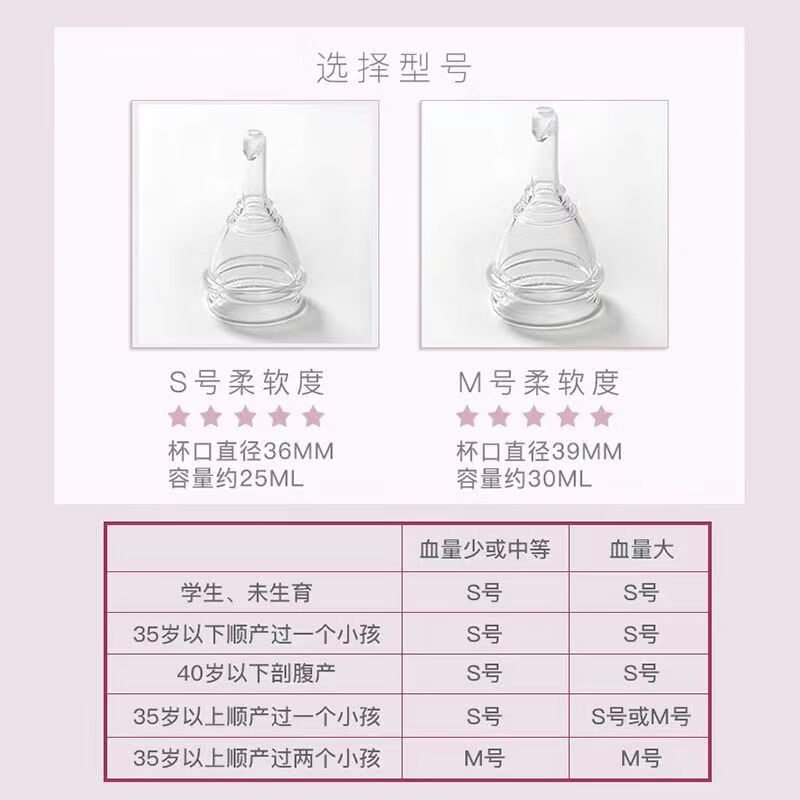 Aiwo Menstrual Cup Transparent Silicone Drainable Menstrual Cup Menstrual Cup Auntie's Magical Menstrual Anti-Leakage Tampon Second Generation New Drainable Powder + Gift Pack M Size