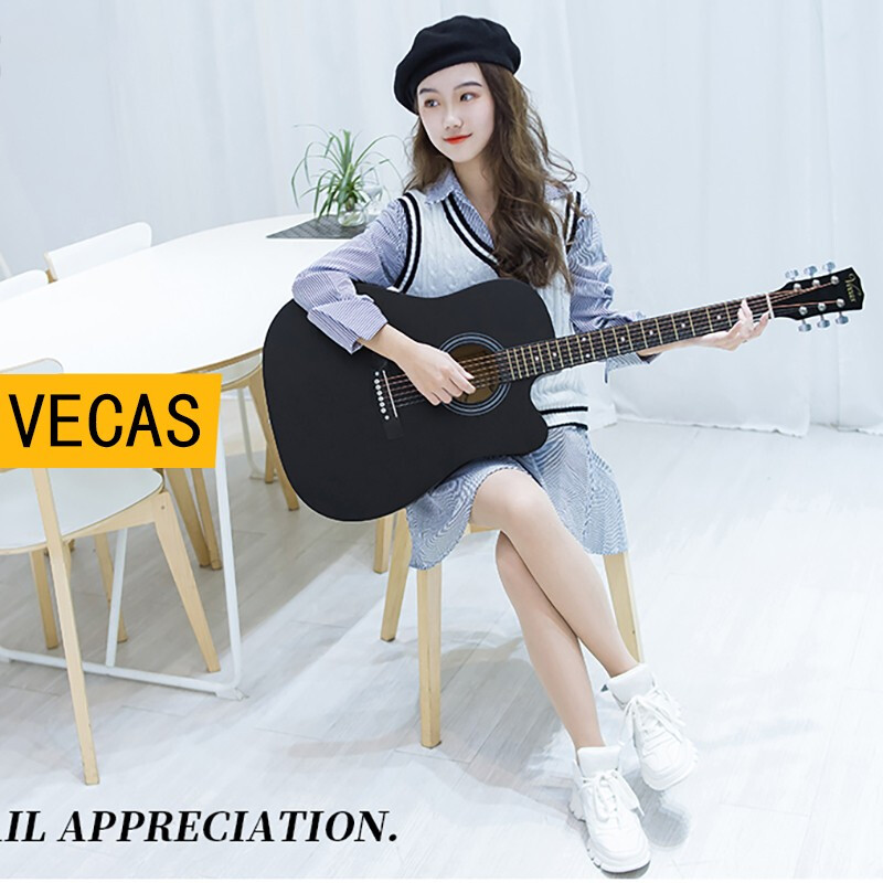 WEIKASI folk guitar beginners acoustic guitar veneer beginners entry practice guitar guitar student male and female musical instrument 41 inches wood color + gift bag advanced recommendation