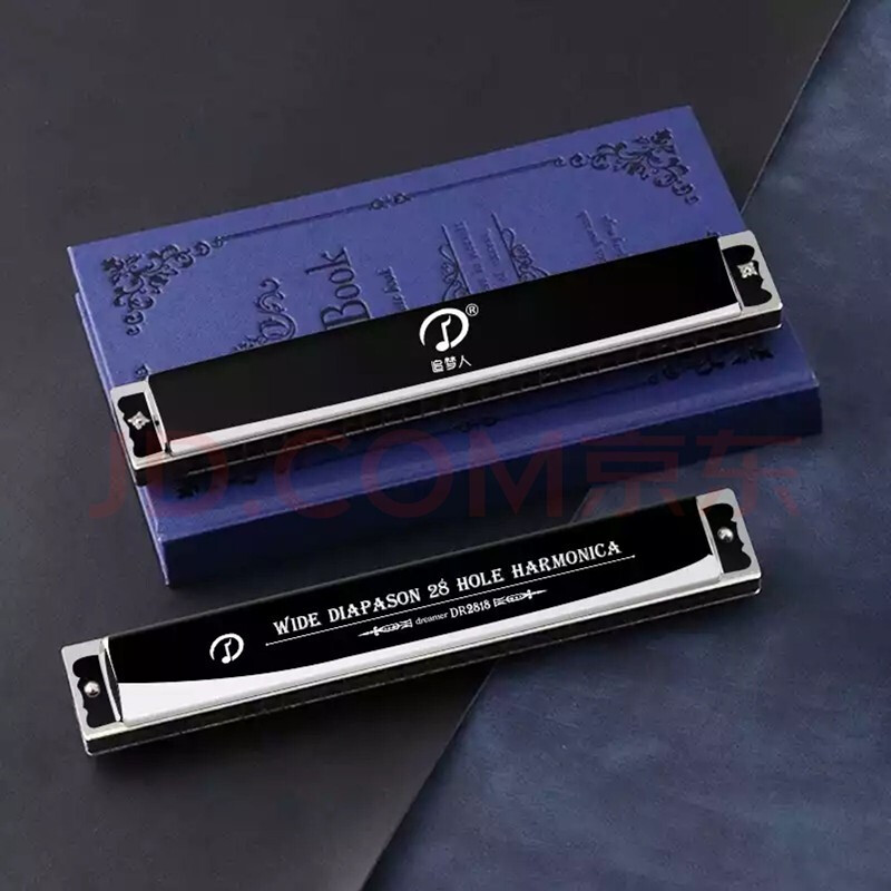 Swan (SWAN) imported gong harmonica 28 holes polyphonic heavy C key beginners learning men and women professional playing birthday gift engraving 28 holes C key black accented full gift package