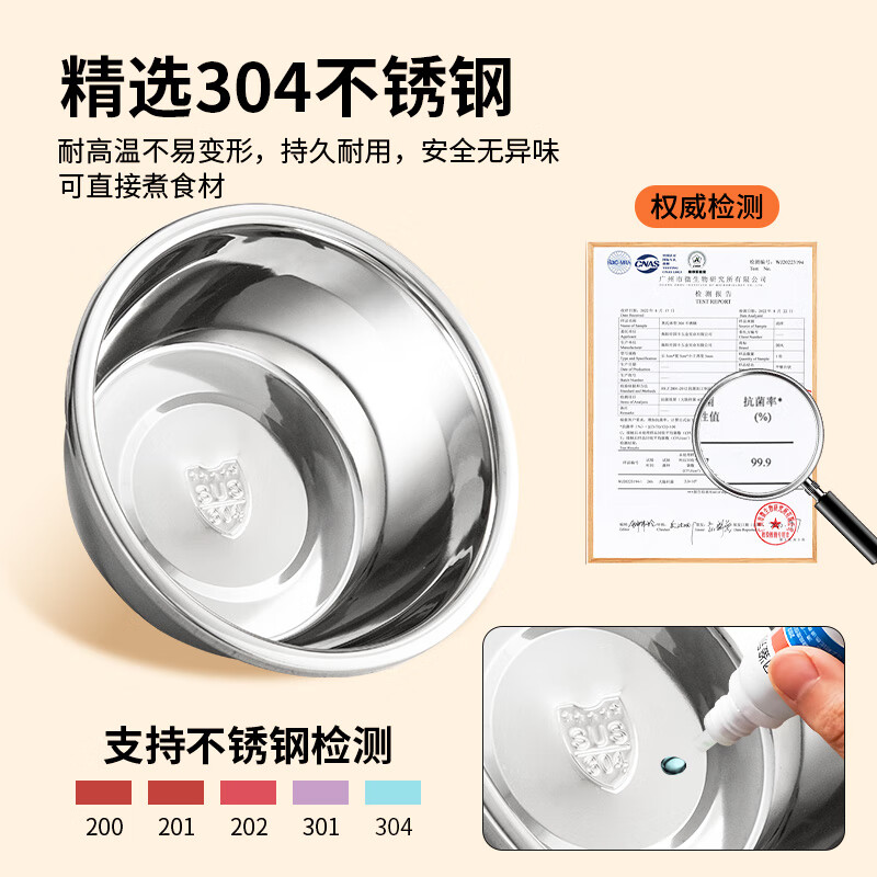 National style 304 stainless steel basin, thickened gold 22cm vegetable basin, salad basin and basin with soup basin