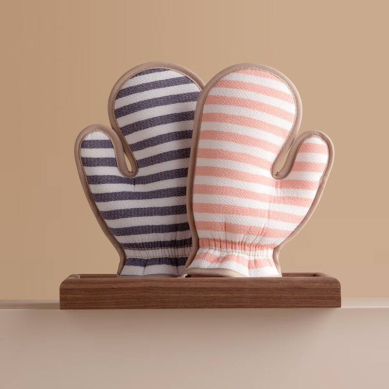 Camellia double-sided bath towel anti-slip bathroom bath towel gray cute bathroom non-slip bath towel Camellia striped finger cot dual-use bath towel-blue