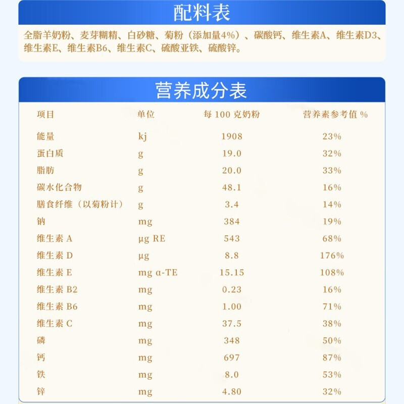 Wandashan high calcium multi-dimensional goat milk powder for middle-aged and elderly people 800g high calcium breakfast nutrition for men and women adults middle-aged and elderly people