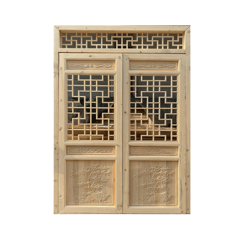 Dongyang wood carving antique doors and windows hollow flower grilles ancient building solid wood old-fashioned wooden doors sliding doors Chinese flower window partitions customized products contact customer service