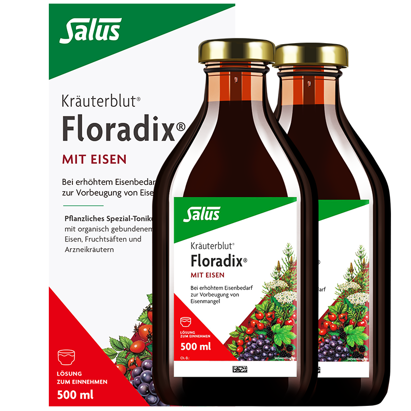 FLORADIXSalus German Salus Iron Supplement Iron Supplement for Postpartum Pregnant Women Deficient in Iron, Replenishing Qi and Blood to Improve Anemia and Lactation Classic Red Version Iron Supplement Oral Liquid 500ml*2 Bottles*1