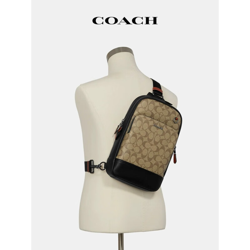 COACHCOACH/Coach men's chest bag travel bag stylish casual shoulder crossbody backpack mini black presbyopic CL412 QBMI5