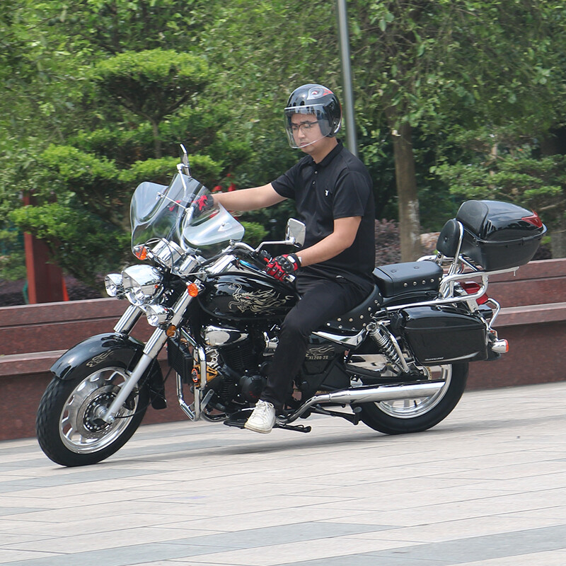 Storm Prince Motorcycle Prince Heavy Duty Motorcycle Can Be Licensed 200 Long Distance Rider Motorcycle Avenue Glider Retro Street Car Rebel Bright Black Brand New 200 Air Cooling + Disc Brakes + Side Bags + 15 Upgrades