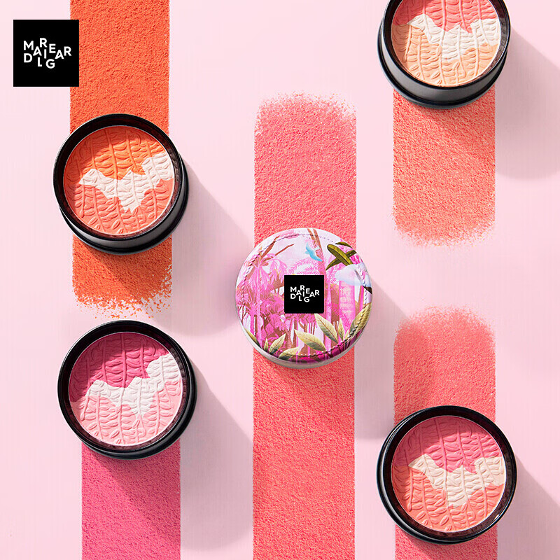 Marie Degar New Year's Gift Three-Color Blush Highlights for Natural, Vivid and Energetic Girly Skin 02 Rainforest Powder 6g