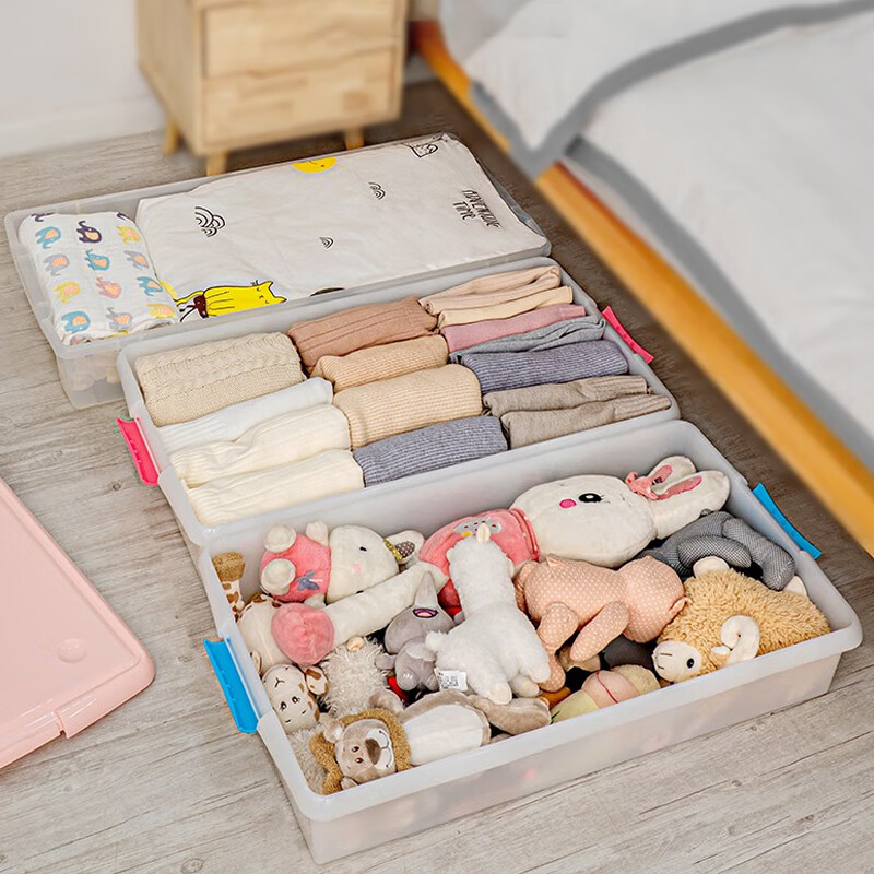 IRIS bed storage box extra large flat children's toy storage box plastic storage box quilt clothes storage box silk blue/medium UG725 length 72.5 width 45 height 16.5